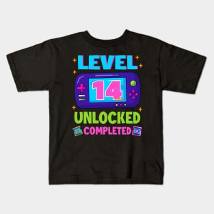 Level 14 Unlocked 14th Birthday Boys Video Game B-day Gift For BOys Kids Kids T-Shirt